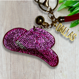 DALLAS Pink Rhinestone Cowboy/girl Hat Key Chain-Exclusive