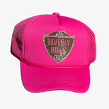 Beverly Hills Rhinestone Baseball Cap Hot Pink - Exclusive