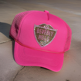 Beverly Hills Rhinestone Baseball Cap Hot Pink - Exclusive