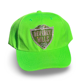 Beverly Hills Rhinestone Baseball Cap Lime - Exclusive