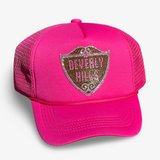 Beverly Hills Rhinestone Baseball Cap Hot Pink - Exclusive