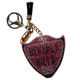 BEVERLY HILLS RHINESTONE KEY CHAIN - EXCLUSIVE ROSE/BLACK