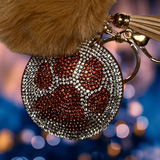 PET PAW BROWN WITH POM POM KEY CHAIN