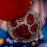 PET PAW RED KEY CHAIN WITH POM POM