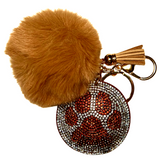 PET PAW BROWN WITH POM POM KEY CHAIN