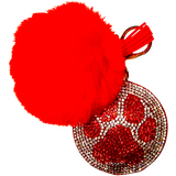 PET PAW RED KEY CHAIN WITH POM POM