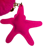 STARFISH KEY CHAIN WITH HOT PINK POM POM