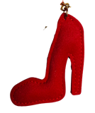 RED HIGH HEEL KEY CHAIN WITH RED POM POM