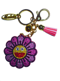 FLOWER POWER PINK KEY CHAIN