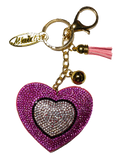 HOT PINK/BLACK HEART KEY CHAIN