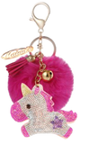 PINK UNICORN KEY CHAIN WITH HOT PINK POM POM