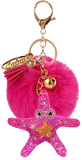 STARFISH KEY CHAIN WITH HOT PINK POM POM