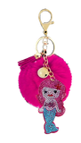 MERMAID KEY CHAIN WITH HOT PINK POM POM